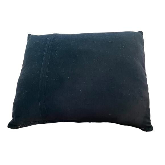 Pillow Pumpkin Hooked Wool 16x20”Black Background Harvest Sunflower Fall - Picture 4 of 6